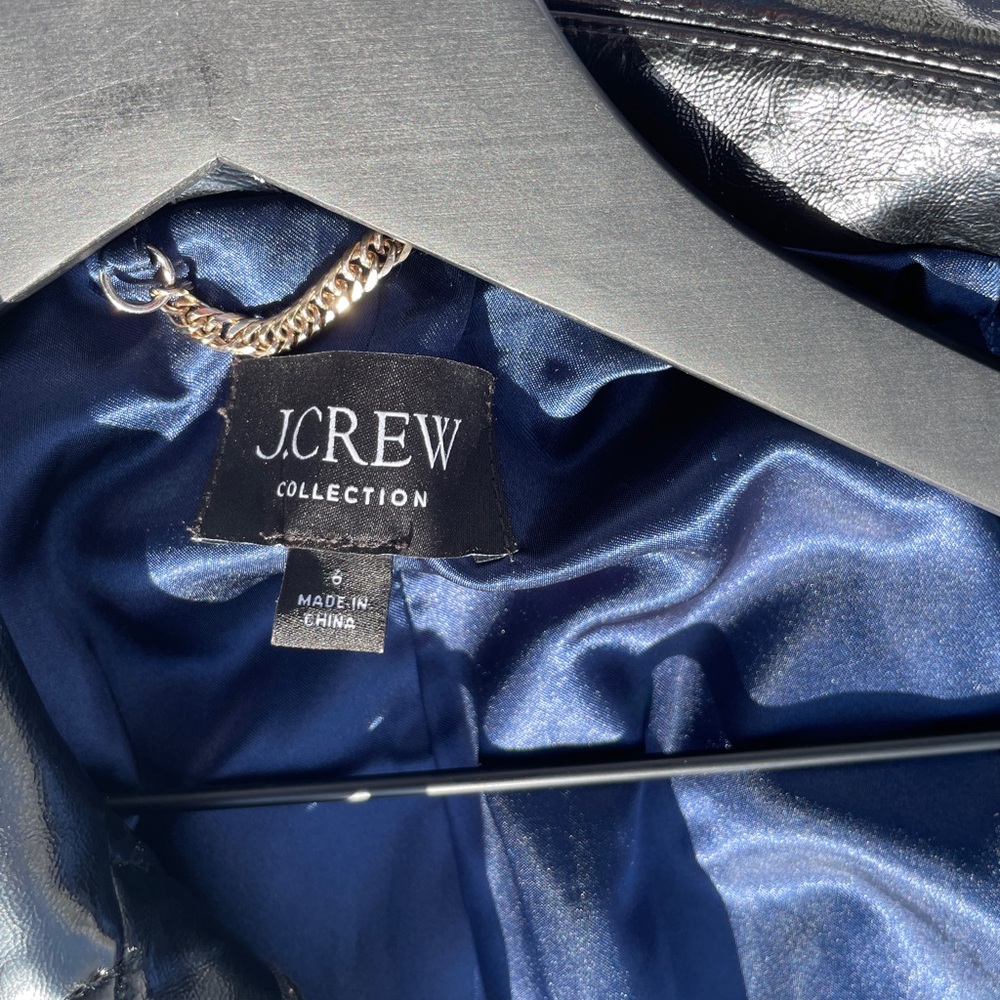 J. Crew Collection Black Faux Patent Leather Lady Day Coat - Picture 4 of 4